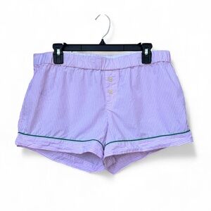 J.Crew Pink White Striped Cotton Pajama Shorts Turquoise Trim Size M